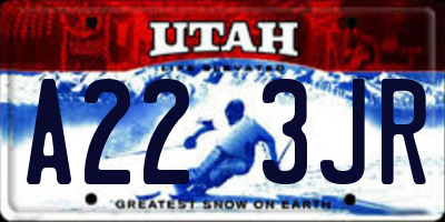 UT license plate A223JR