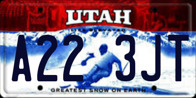 UT license plate A223JT