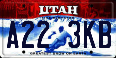 UT license plate A223KB