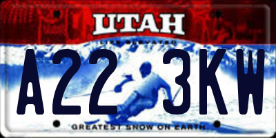 UT license plate A223KW