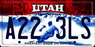 UT license plate A223LS