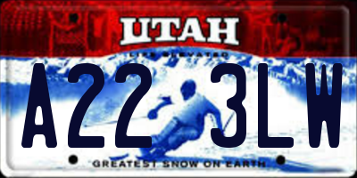 UT license plate A223LW