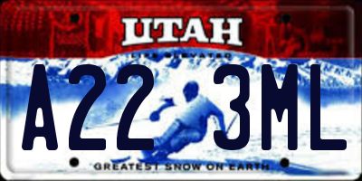 UT license plate A223ML