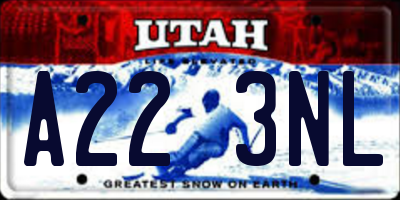 UT license plate A223NL
