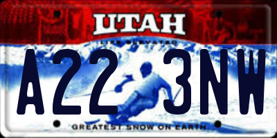 UT license plate A223NW