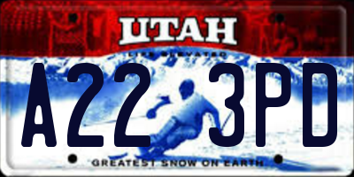 UT license plate A223PD