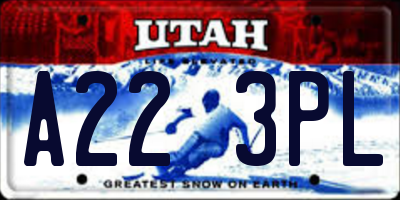 UT license plate A223PL