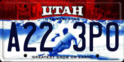 UT license plate A223PO