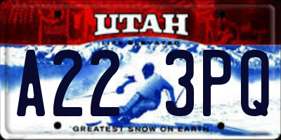 UT license plate A223PQ