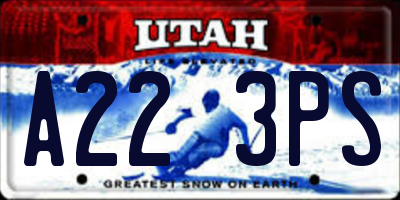 UT license plate A223PS