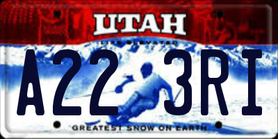 UT license plate A223RI