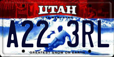 UT license plate A223RL