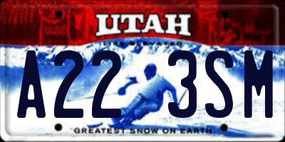UT license plate A223SM