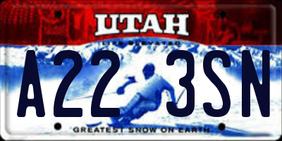 UT license plate A223SN