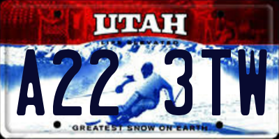UT license plate A223TW