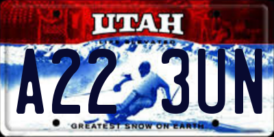 UT license plate A223UN