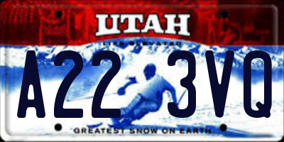UT license plate A223VQ