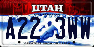UT license plate A223WW