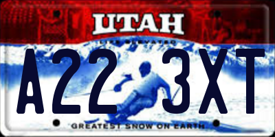 UT license plate A223XT