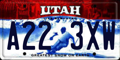UT license plate A223XW