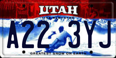 UT license plate A223YJ