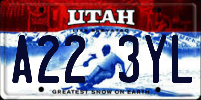 UT license plate A223YL