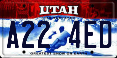 UT license plate A224ED