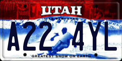 UT license plate A224YL