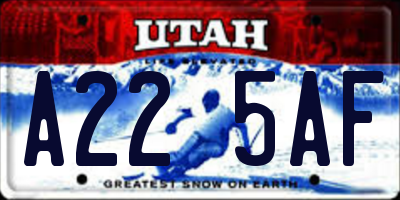 UT license plate A225AF