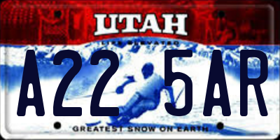 UT license plate A225AR