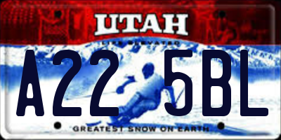 UT license plate A225BL