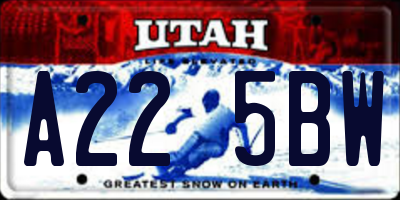 UT license plate A225BW