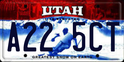 UT license plate A225CT