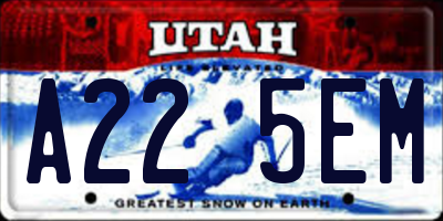UT license plate A225EM