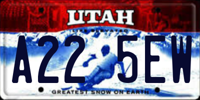 UT license plate A225EW