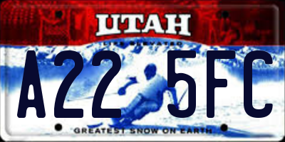 UT license plate A225FC