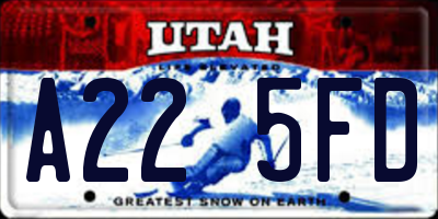 UT license plate A225FD