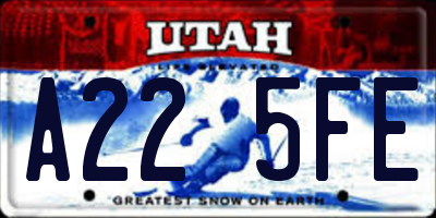 UT license plate A225FE