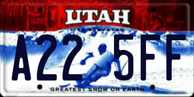 UT license plate A225FF