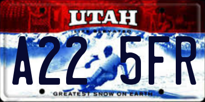 UT license plate A225FR