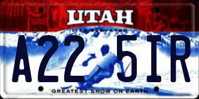UT license plate A225IR