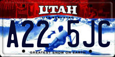 UT license plate A225JC