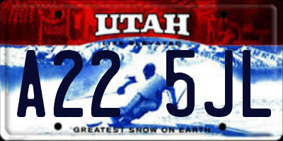 UT license plate A225JL