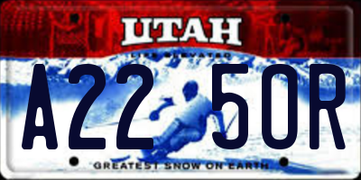 UT license plate A225OR