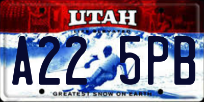 UT license plate A225PB