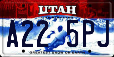 UT license plate A225PJ