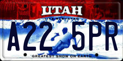 UT license plate A225PR