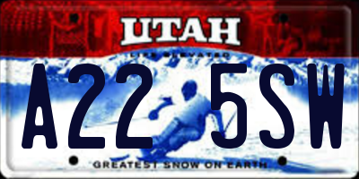 UT license plate A225SW