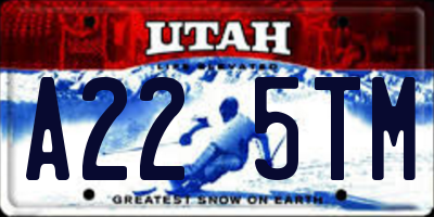 UT license plate A225TM