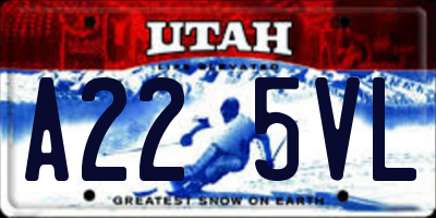 UT license plate A225VL